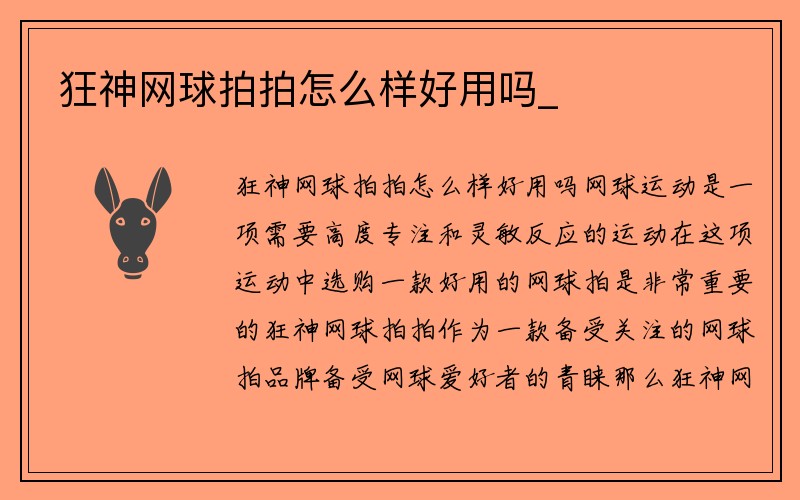 狂神网球拍拍怎么样好用吗_